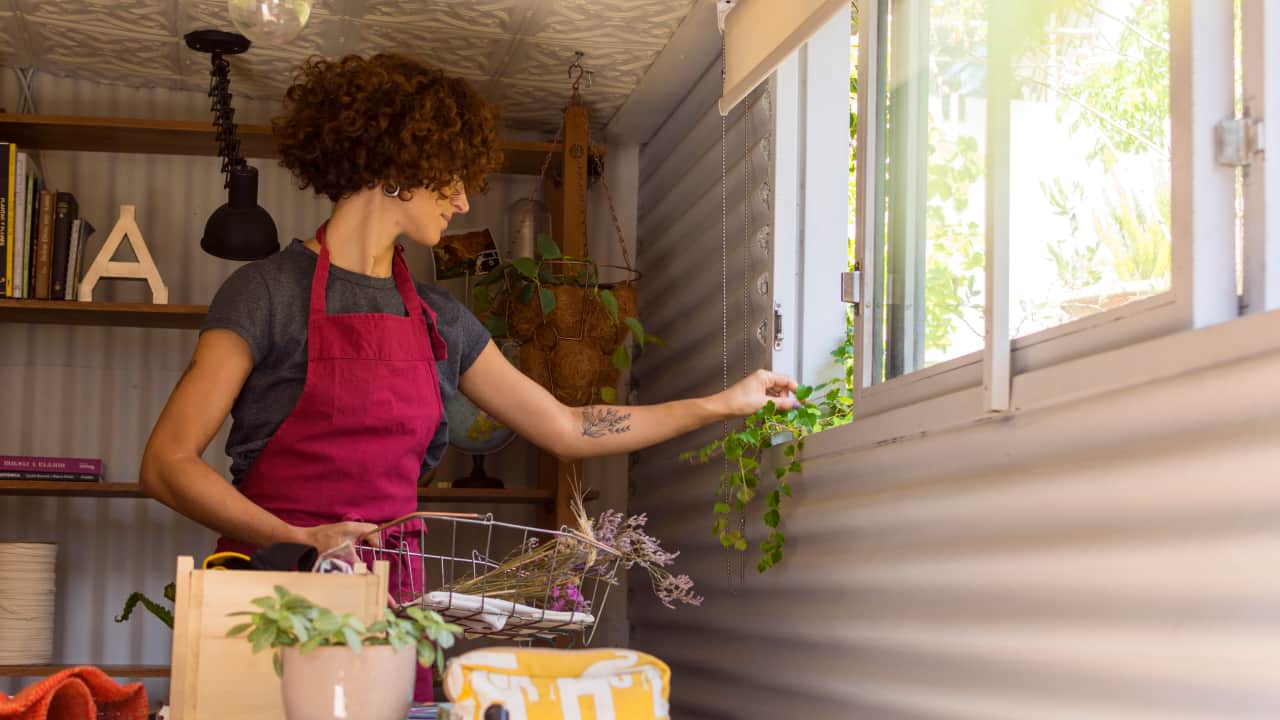 young woman decorating